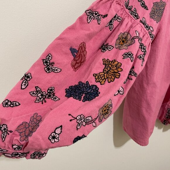 Zara Embroidered Tie-front Top, Size Small - Picture 7 of 16